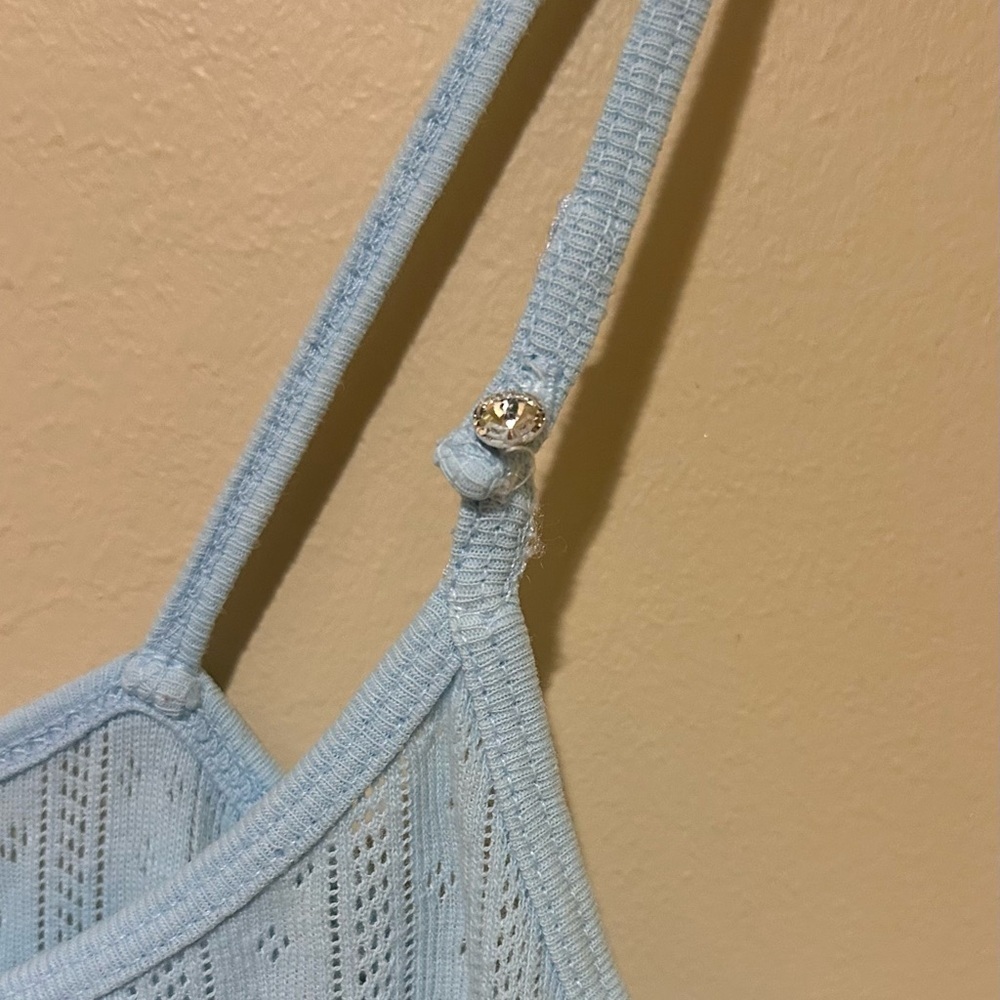 Charlotte Y2K Sky Blue Women's Camisole with Rhinestone Size Large - Picture 4 of 4